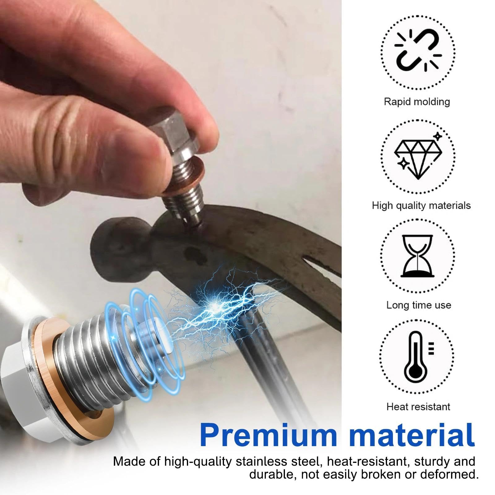 Tappo Olio Magnetico M14x1.5 In Acciaio Inox – Vite Scarico Coppa Per Auto E Moto Con 5 Rondelle