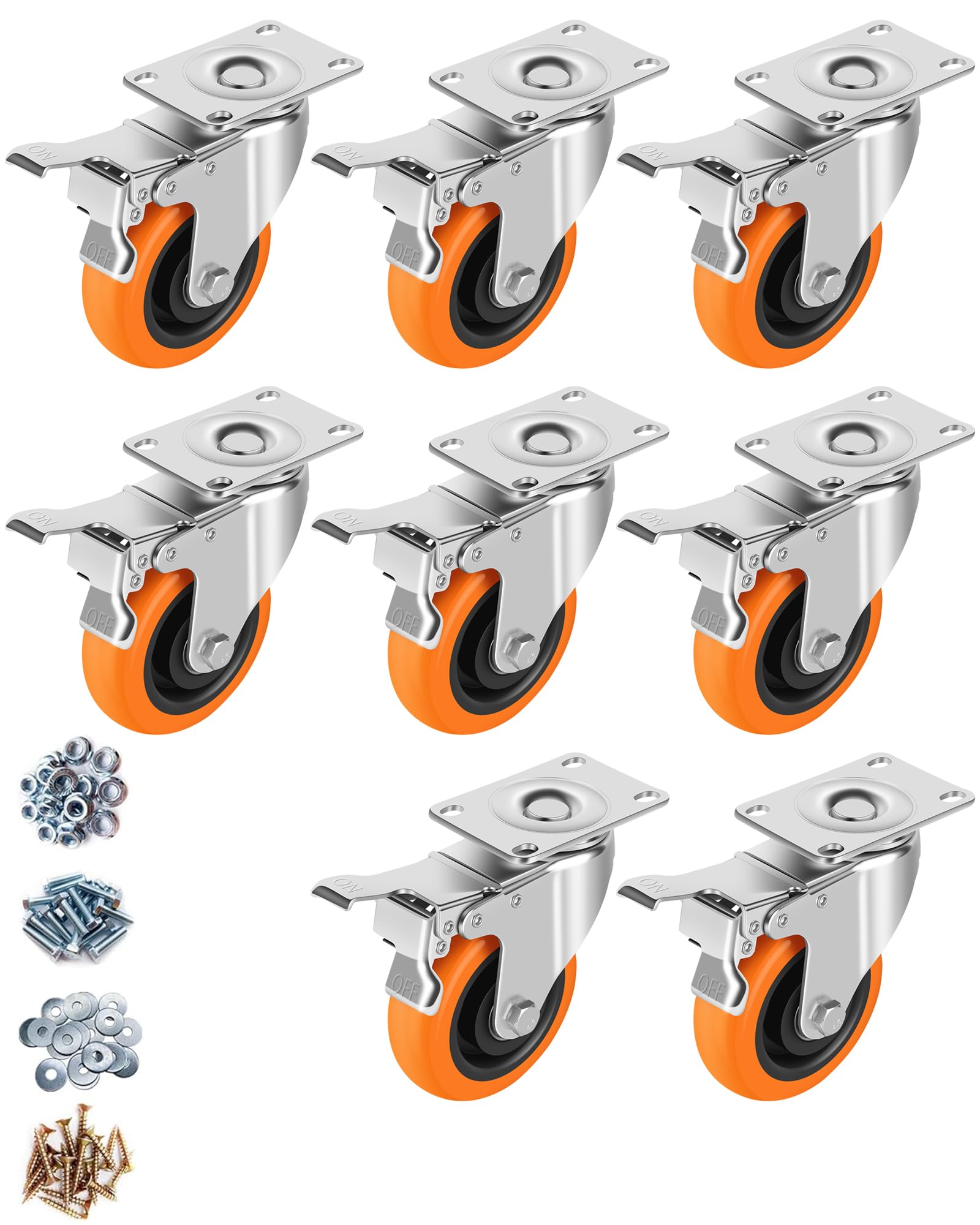Heavy Duty Caster Wheels - 4" Swivel Casters -8