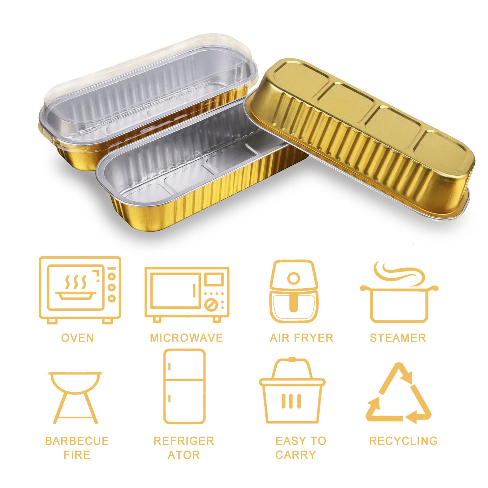 Juego de 100 mini moldes para tartas con tapas y cucharas, mini moldes para pan, moldes rectangulares de papel de aluminio para hornear, recipientes para ramequines, cupcakes, brownies