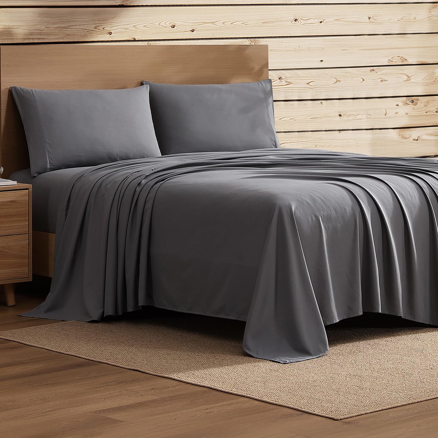Coleman King Size Sheets Set – Durable Home Bedding with Outdoor Heart, Stylish &amp; Reliable for Bedroom or Cabin – Premium Solid Color, Built for Comfort, Style &amp; Occasional Outdoor Use, Gray