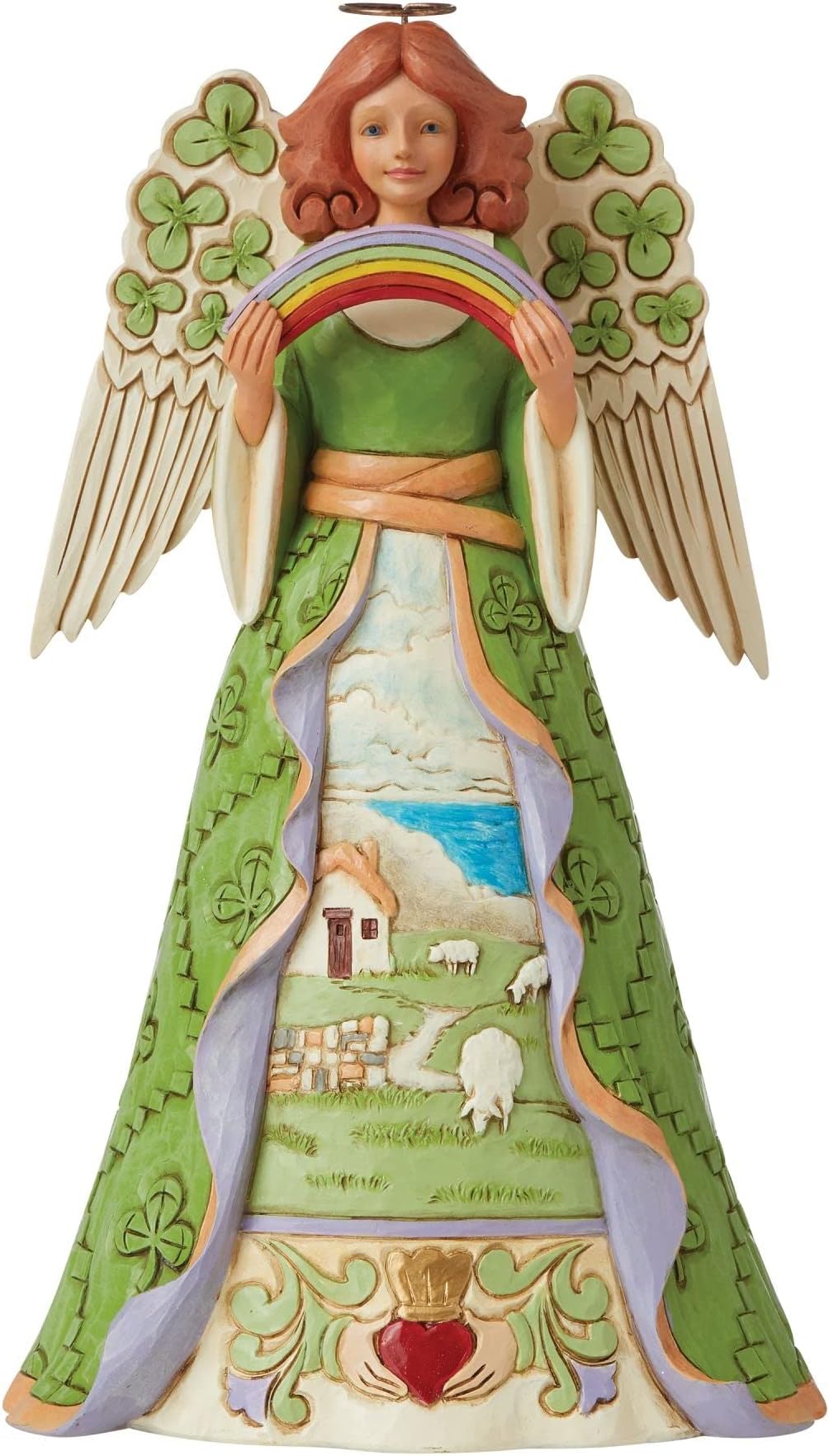 Jim Shore Heartwood Creek Irish Angel with Shamrock Wing Figurine, 9.75 Inch