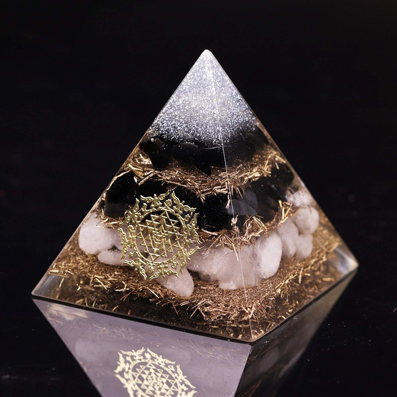 Pirámide de la pirámide de Las virutas de Cobre obsidiana con la decoración del hogar de Las pirámides de meditación de Cristal Blanco (Size : 6CM)