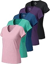 5-Pack Real Essentials Women's Dry Fit V-Neck Workout T-Shirts (Plus Sizes Available)