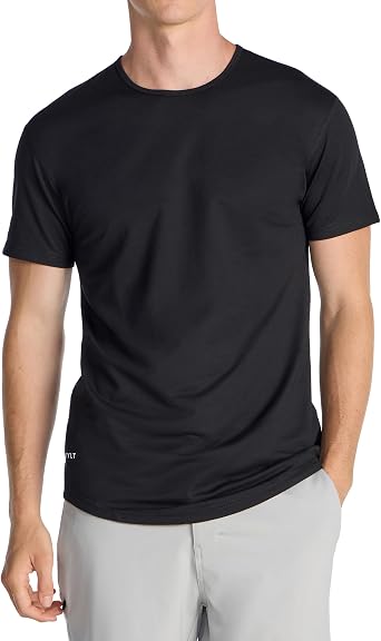 BYLT Mens Drop-Cut Mens T Shirt, Slim Fit Plain Tshirts for Men