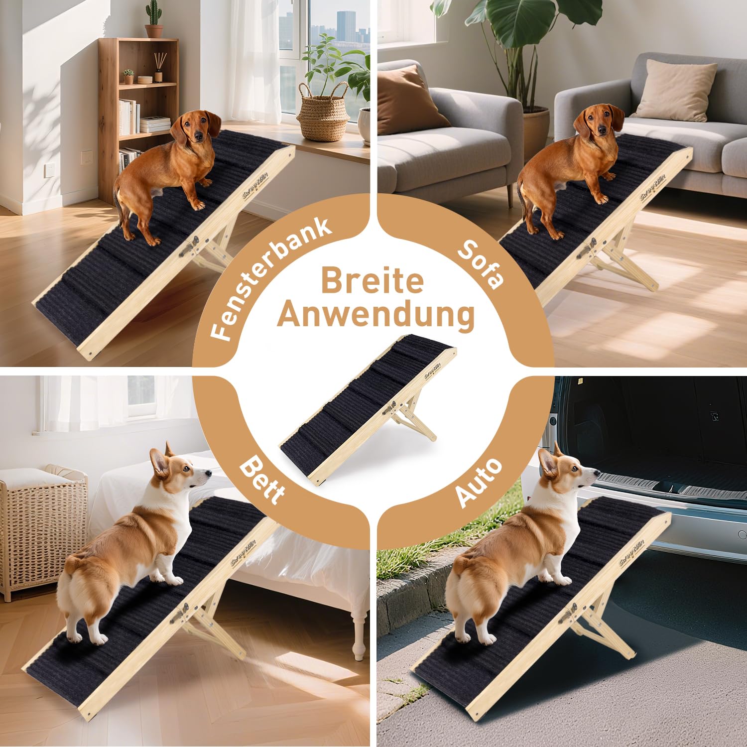 Rampe pour chien améliorée 2026 pour canapé, rampe pliable pour petit chien, 4 hauteurs réglables de 30,5 à 50,8 cm, escalier portable pour animaux de compagnie avec coussinet antidérapant, rampes