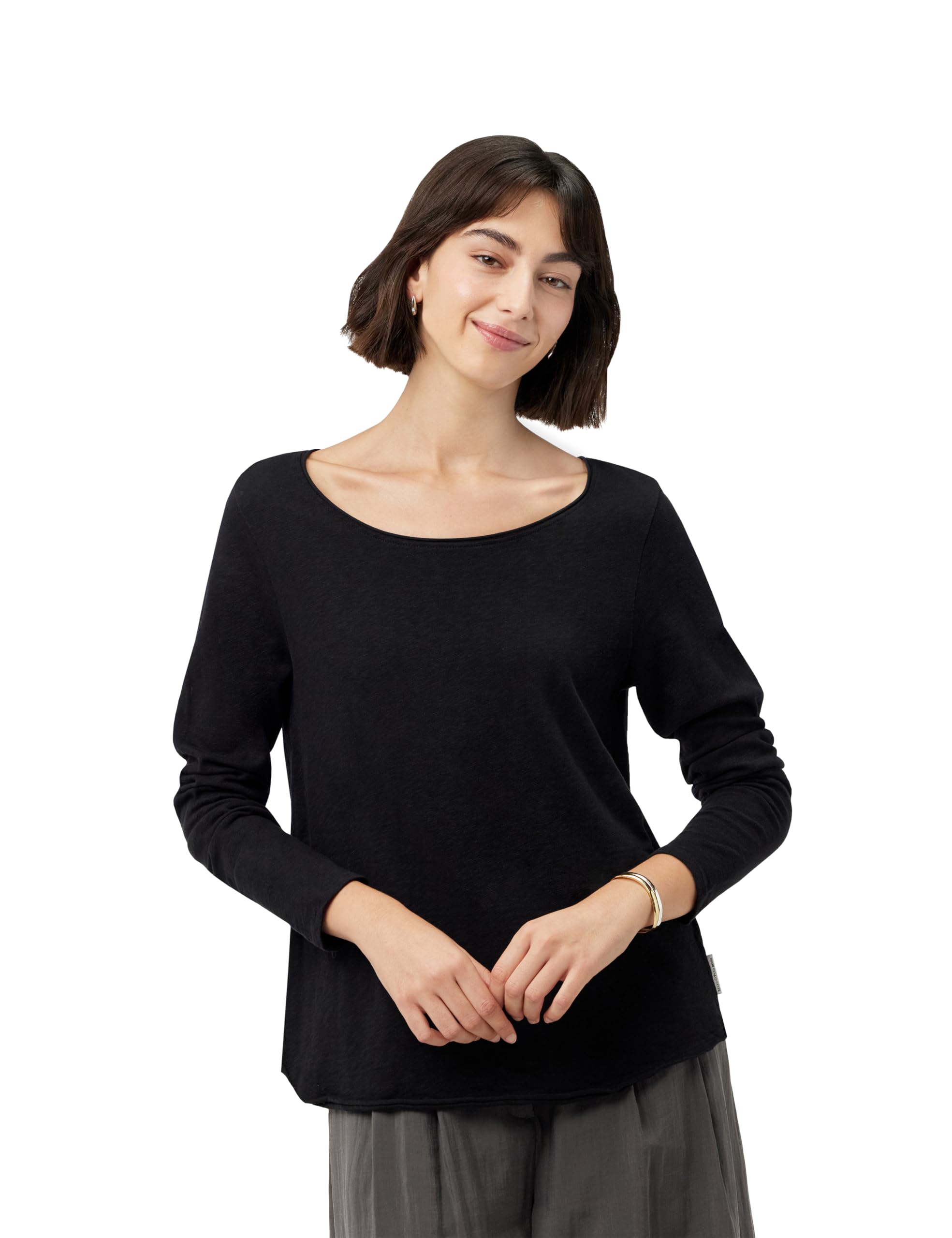Marc O'Polo Damen Langarmshirt aus Bio-Baumwolle mit U-Boot-Ausschnitt