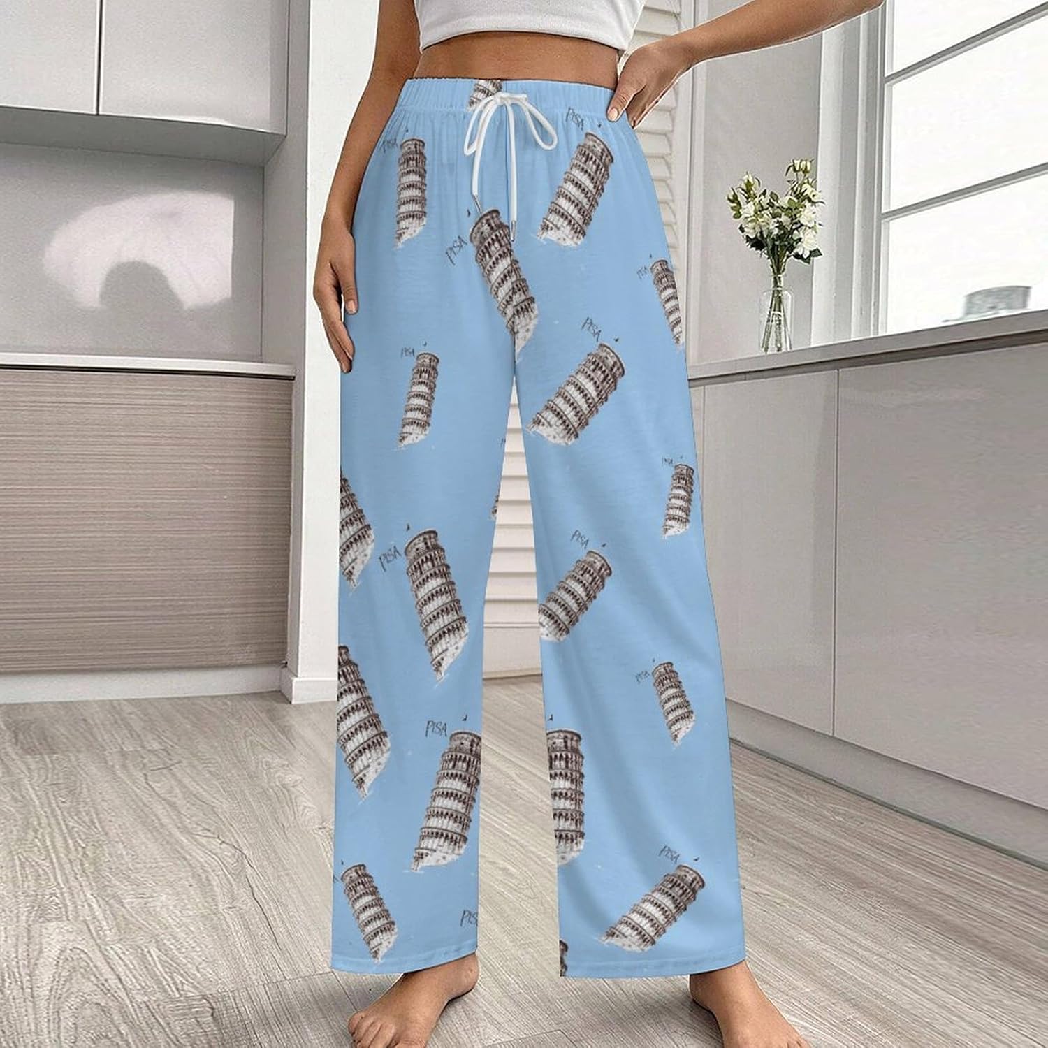 Pisa Tower Women’s Pajama Pants Comfy Lounge Pj Bottoms Sleepwear with Pockets and Drawstring