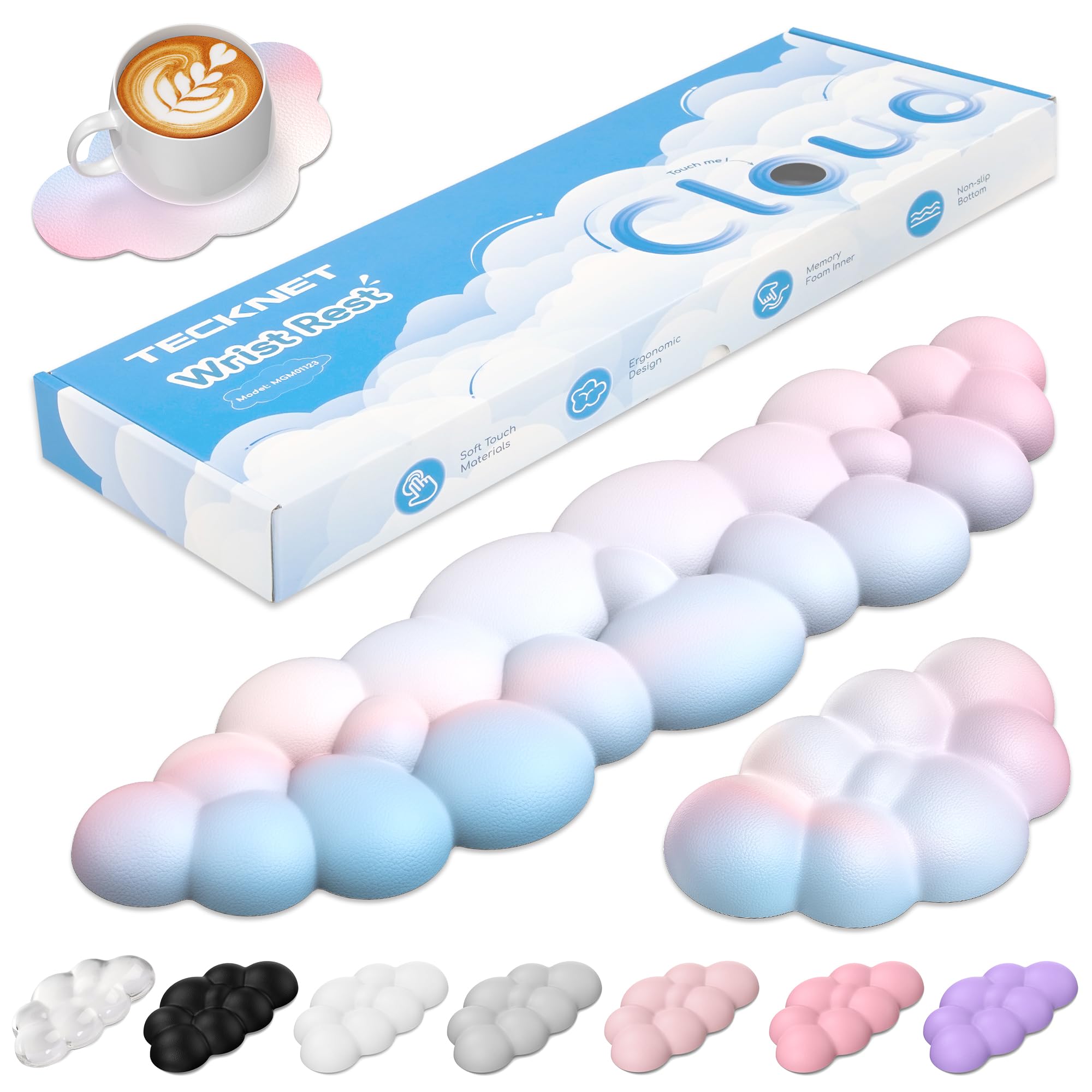 TECKNET Cloud Wrist Rest Set - Ergonomic Comfort -15