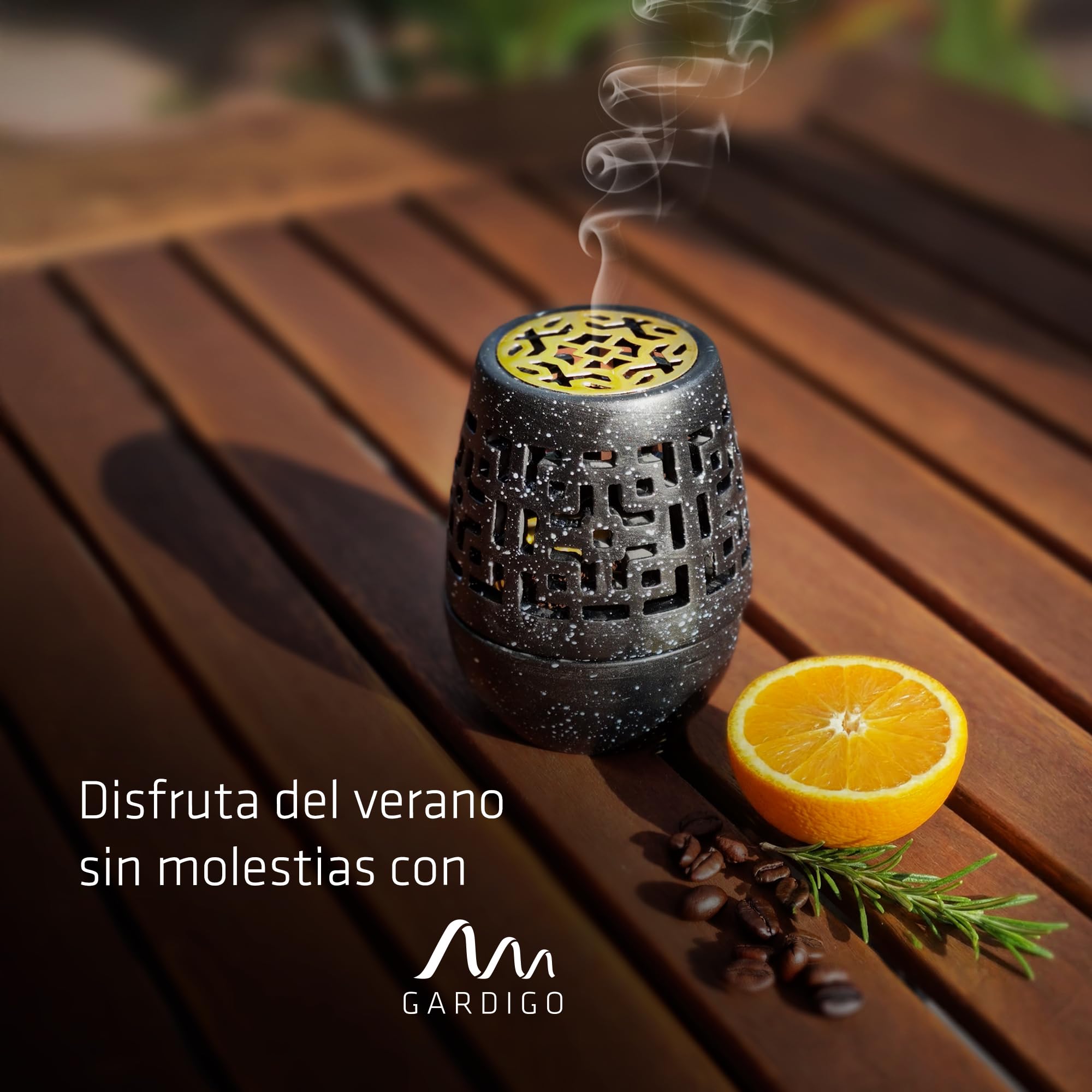 Gardigo® Repelente Avispas | Aroma a Café con Mezcla de Naranja y Romero | Anti Avispas Exterior | Ahuyenta Insectos con Café | Quemador de Incienso Ahuyentador Avispas