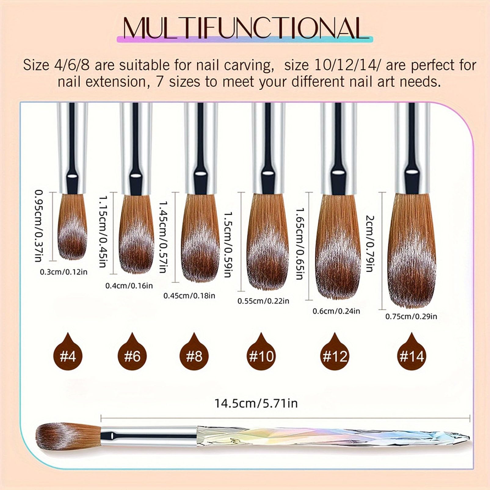 DMQ Acrylic Nail Brush Set, Nail Brush for Acrylic Apply Acrylic Powder Nail Art Extension - Image 2