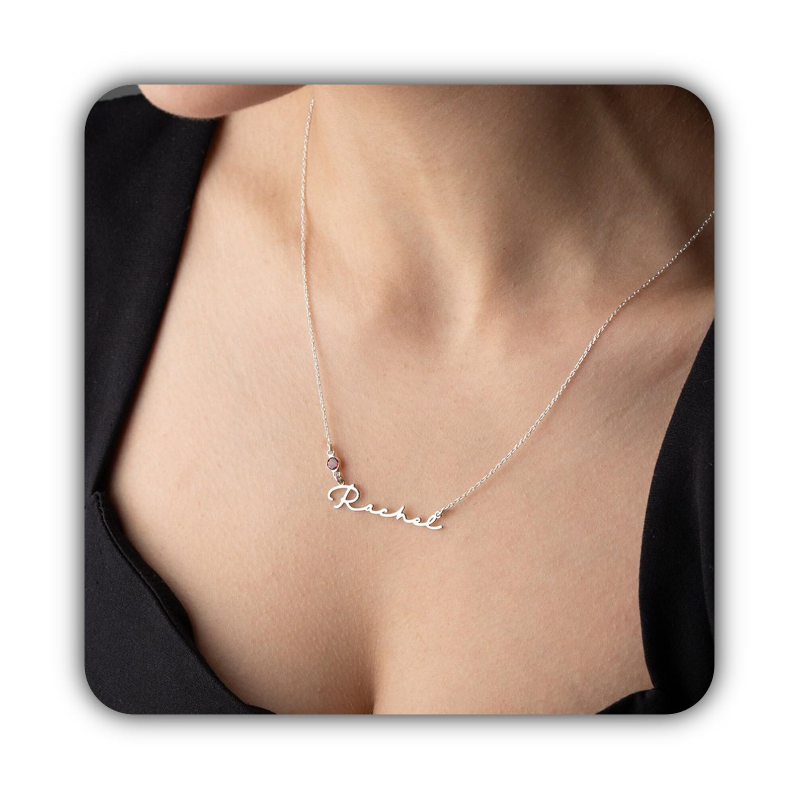 Delicato collana con pietra portafortuna con nome e pietra portafortuna personalizzato con nome Festa della Mamma Natale anniversario compleanno