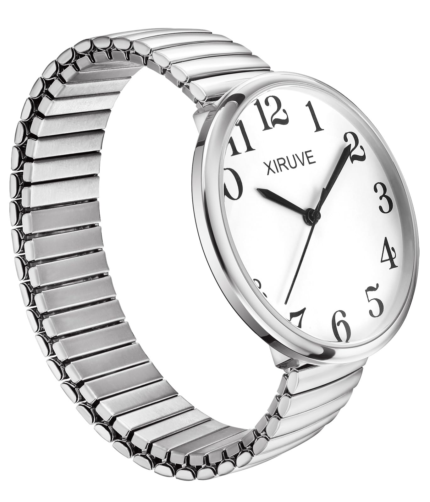 Facile Lettura Numeri Grandi Quadrante Grande Cinturino Elastico Orologio da Polso Donna Uomo Quarzo in Acciaio Inossidabile