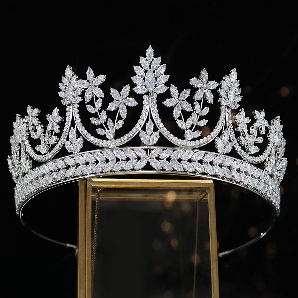 Cubic Zirconia Wedding Bridal Tiaras Engagement Crowns CZ Party Prom Hair Jewelry Accessories Headpieces Gift for Women Girls
