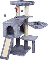 Vista 1 de Árbol multifuncional para gatos de 35.4 pulgadas con hamaca acogedora y bola colgante, torre para gatos con condominio de actividades y postes