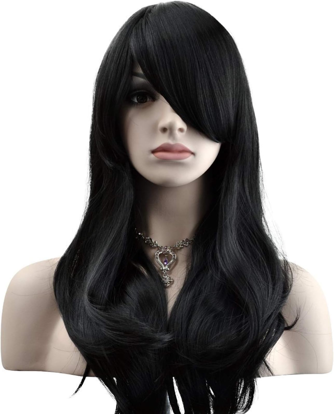 28" Wig Long Big Wavy Hair Women Cosplay Party Costume Wig(Black)