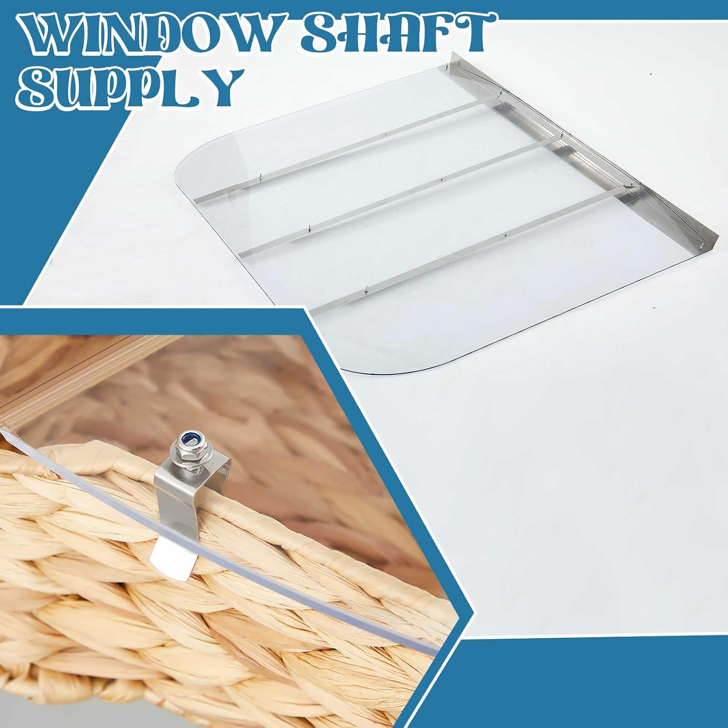 Extra Large 46" x 38" Heavy Duty Polycarbonate Egress Window Well Cover, Sloped Design, Weatherproof, Windproof, Waterproof with Metal Reinforced Frame, Clips and Upgraded Instruction Manual
