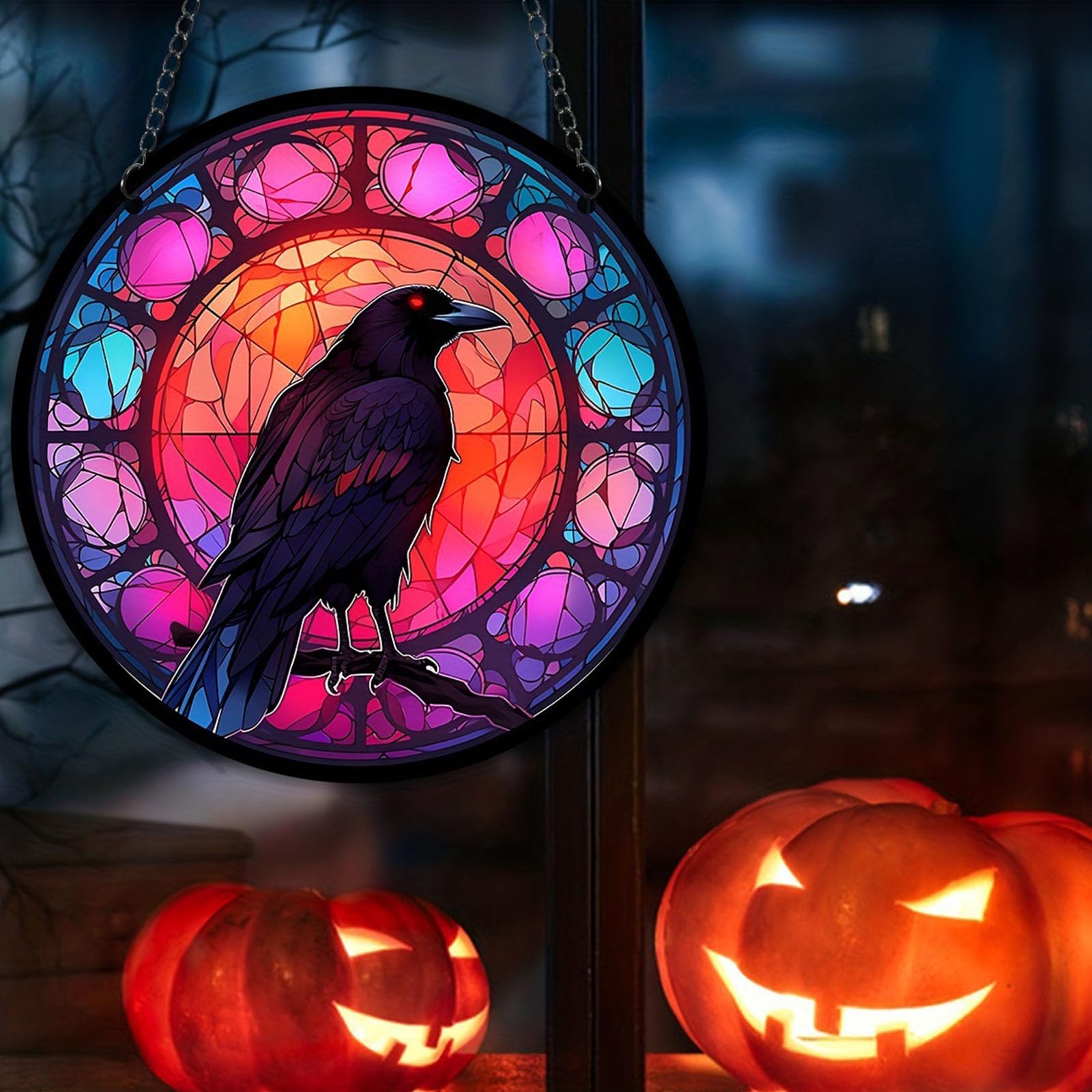 Amazon.co.jp: ステンドグラス カラスオーナメント ハロウィン 窓 サン