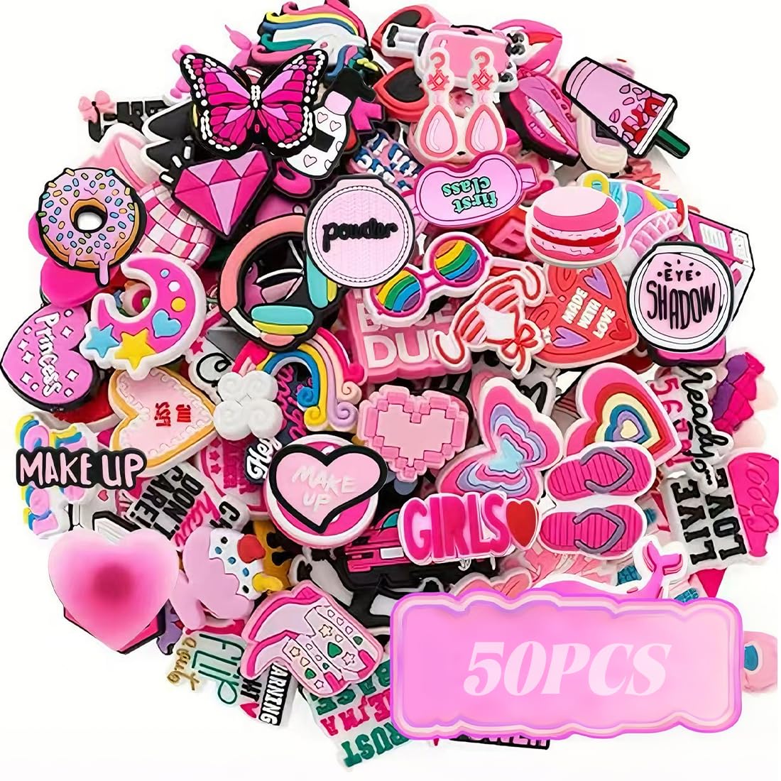 Akcesoria do Crocs - 50 sztuk - Broszka do chodaków sanitarnych - Ozdoby na buty - Szpilki Charms Shoe Charms - Kobiety Mężczyźni Dzieci - Opieka zdrowotna - Praca Fryzjer