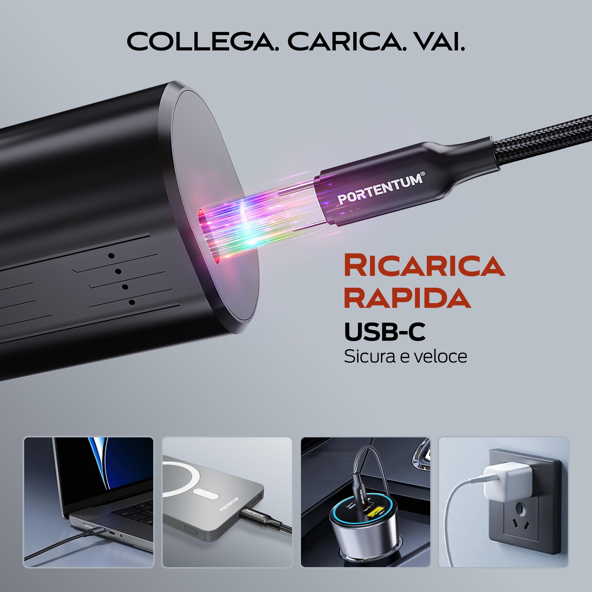 PORTENTUM 2 in 1 Mini Aspirabriciole senza fili 25 kPa – Batteria 10000 mAh fino a 135 min USB-C – Aria compressa elettrico 180 km/h brushless – Aspirapolvere auto a velocità regolabile – Set da 11