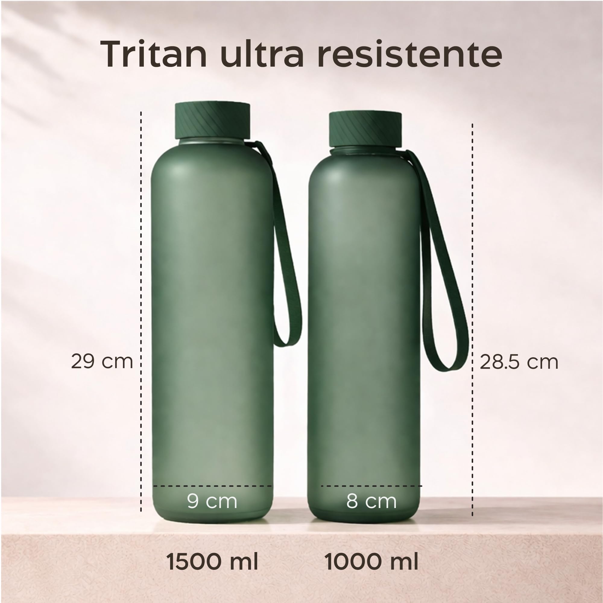 Twinzee Botella Agua 1,5 litro - Sin BPA & Antigoteo, Botella de Agua Deportiva, Oficina, Colegio, Gym, Cantimplora - Tritan Water Bottle, Verde Bosque — view 3