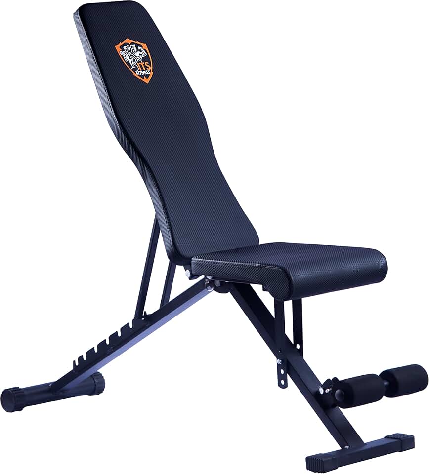 Banco Regulável de Academia 3 em 1, Supino Reto, Inclinado e Declinado, Dobrável, Estrutura em Aço, Preto ITS Fitness