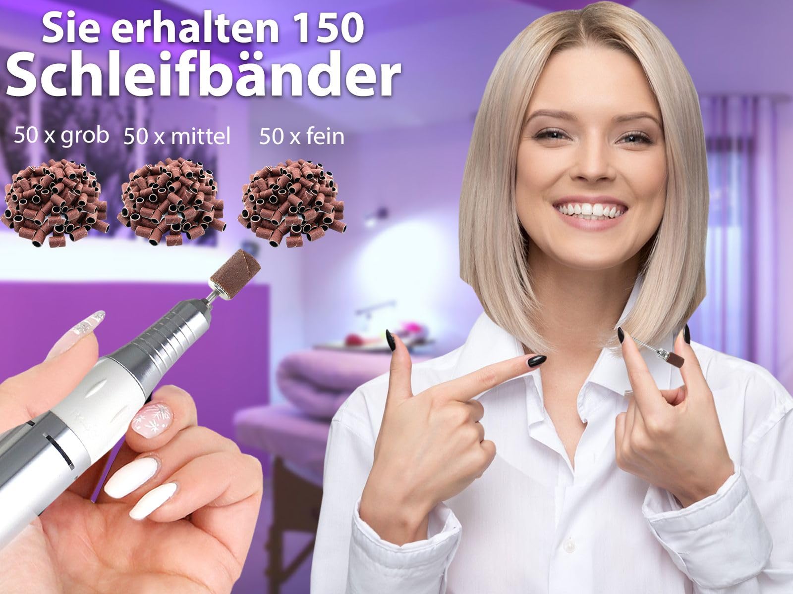 Pediküreset Nagelfräser Fußpflegegerät zur Hornhautentfernung & Maniküre | Elektrische Nagelfeile zur Nagelpflege mit Diamantschleifer & Hornhautschleifer Einsteiger oder Profi Fußpflege 30.000 U/min