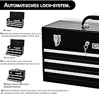 Vista 3 de Caja de herramientas de metal de 20.3 pulgadas con cajones, caja de herramientas de acero portátil con forro protector y cierre de pestillo y Negro