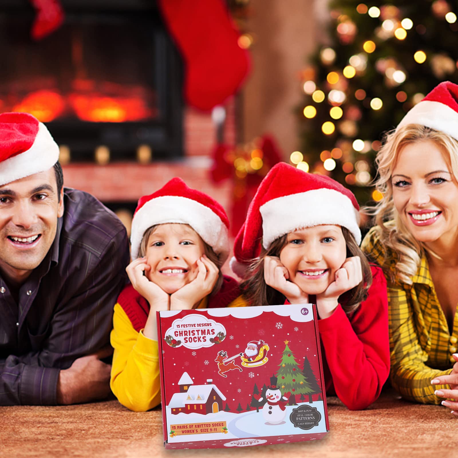 15 paia di calzini natalizi, comodi e divertenti, in cotone lavorato a maglia, morbidi, invernali, regalo di Natale