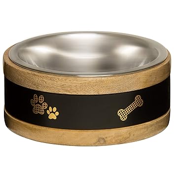 Loving Pets Black Label Ring Dog Bowl, Wood, 2 Quart