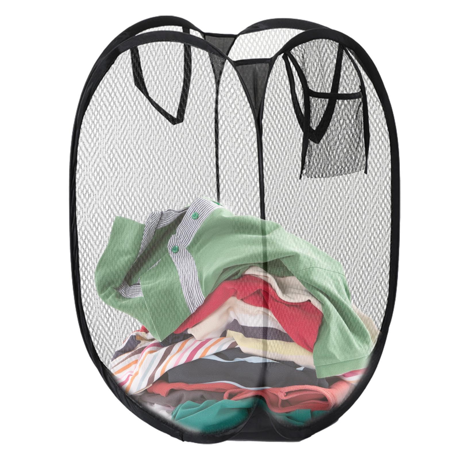 Bexdug Black Pop Up Laundry Basket,Collapsible Mesh Foldable Hamper | Mesh Pop Up Laundry Hamper With Handles Portable Clothes Baskets For Dorm, Bathroom Travel