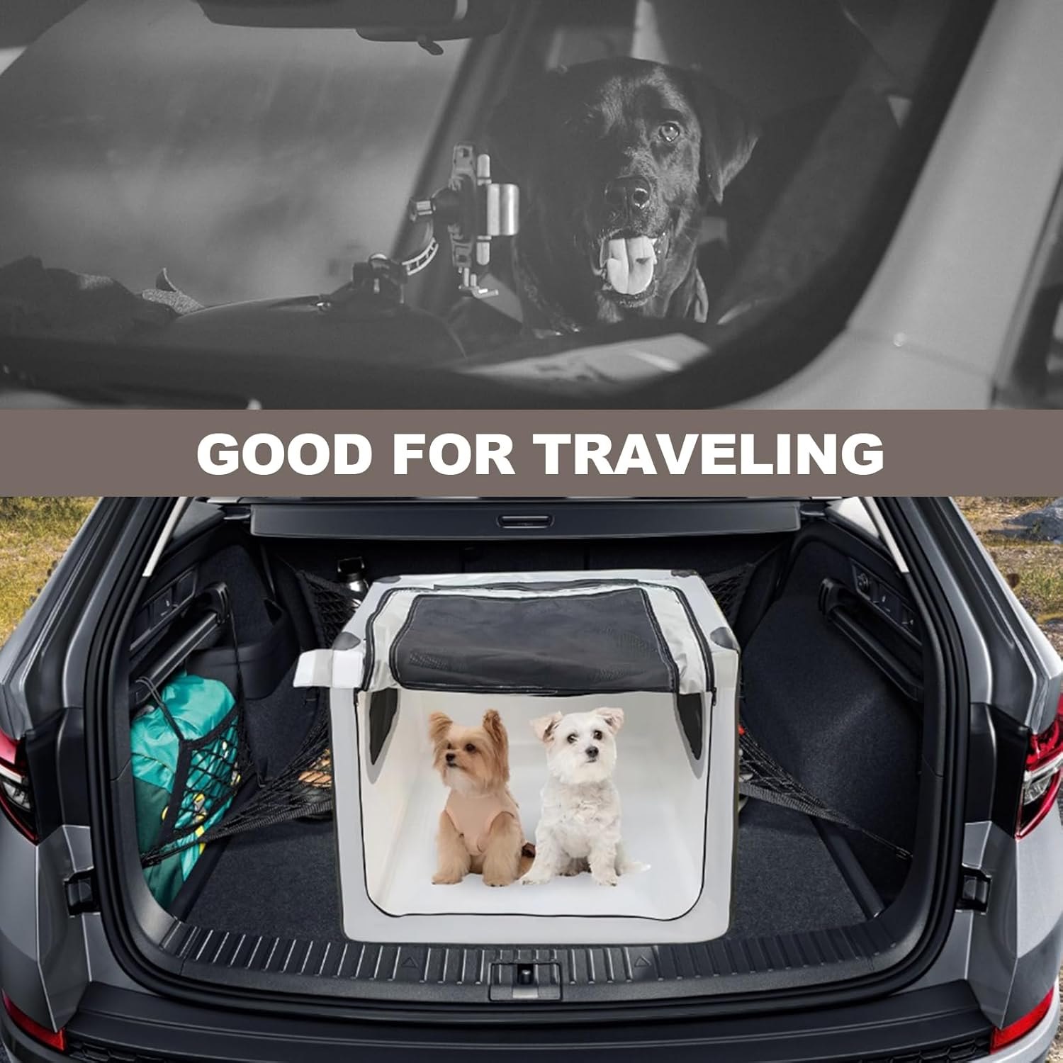 Collapsible Dog Kennel Indoor, Outdoor- Portable Soft Dog Crate for Medium Dogs, Safety Foldable Dog Cage for Car Home 31’’Lx35’’Wx25’’H