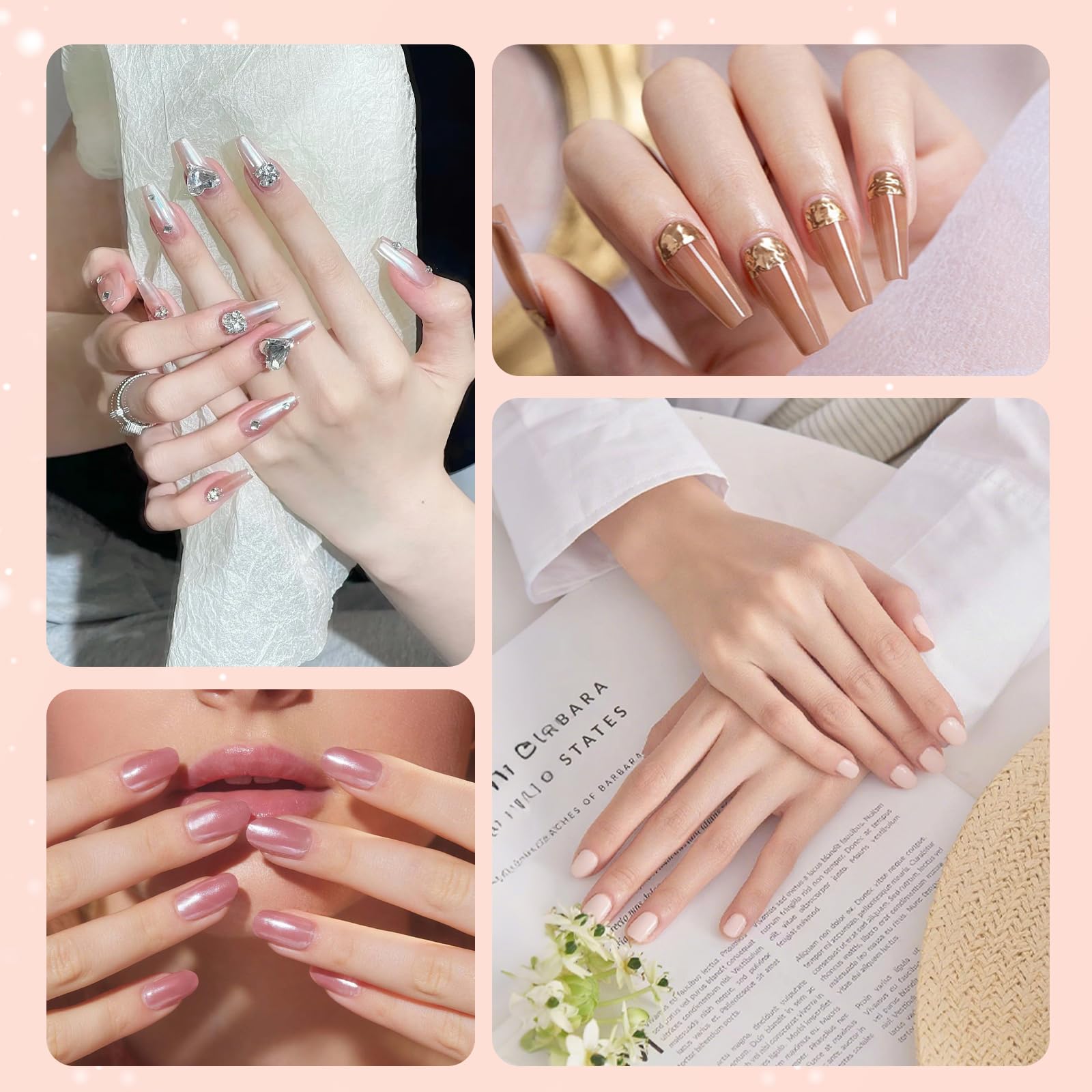 ZhouWei Zestaw 22 chromowanych paznokci w proszku do paznokci, metal chromowany puder do paznokci Crome, efekt lustra, puder do paznokci, duża pojemność, brokat, zestaw do malowania paznokci, do wielu