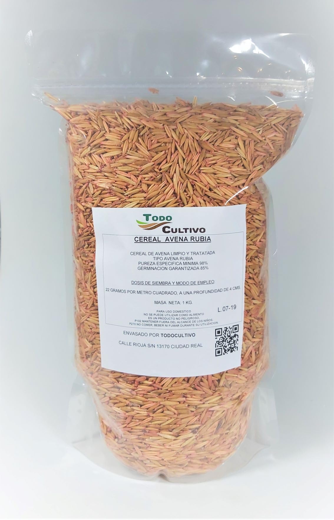 Avena rubia para sembrar contra bolas de pelo en gatos bolsa de 1 kilo