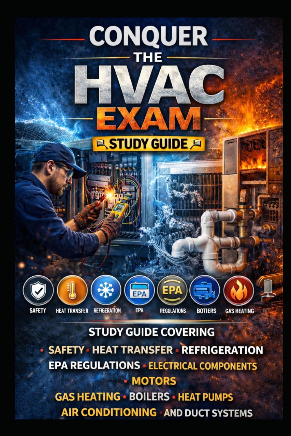 Conquer the HVAC Exam: Study Guide Covering Safety, Heat Transfer, Refrigeration, EPA Regulations, Electrical Components, Motors, Gas Heating, ... and Duct Systems (Skilled Trades Exams)