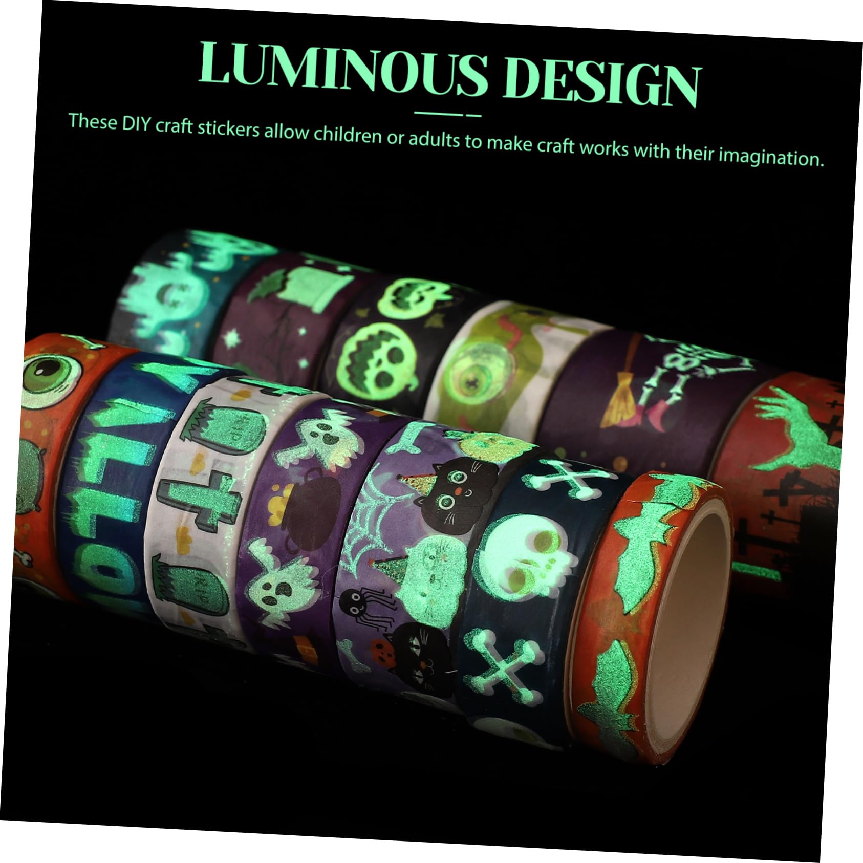 SHINEOFI 5 Series Cinta Festiva Víspera De Todos Decoración De Halloween Embalaje Cinta Con Tema De Halloween Cinta Washi Para Álbumes De Recortes 14 Rollos*5