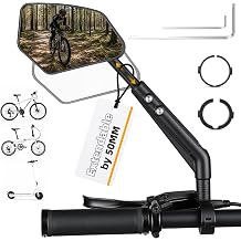 West Biking Bike Mirror, HD Crystal Clear Wide Angle Glass, Extendable 5cm Rearview Mirror, Handlebar Mount for Mountain,Folding,E-Bike,Scooter, Fits 2.13.0cm 0.831.18 in HandlebarsLeft