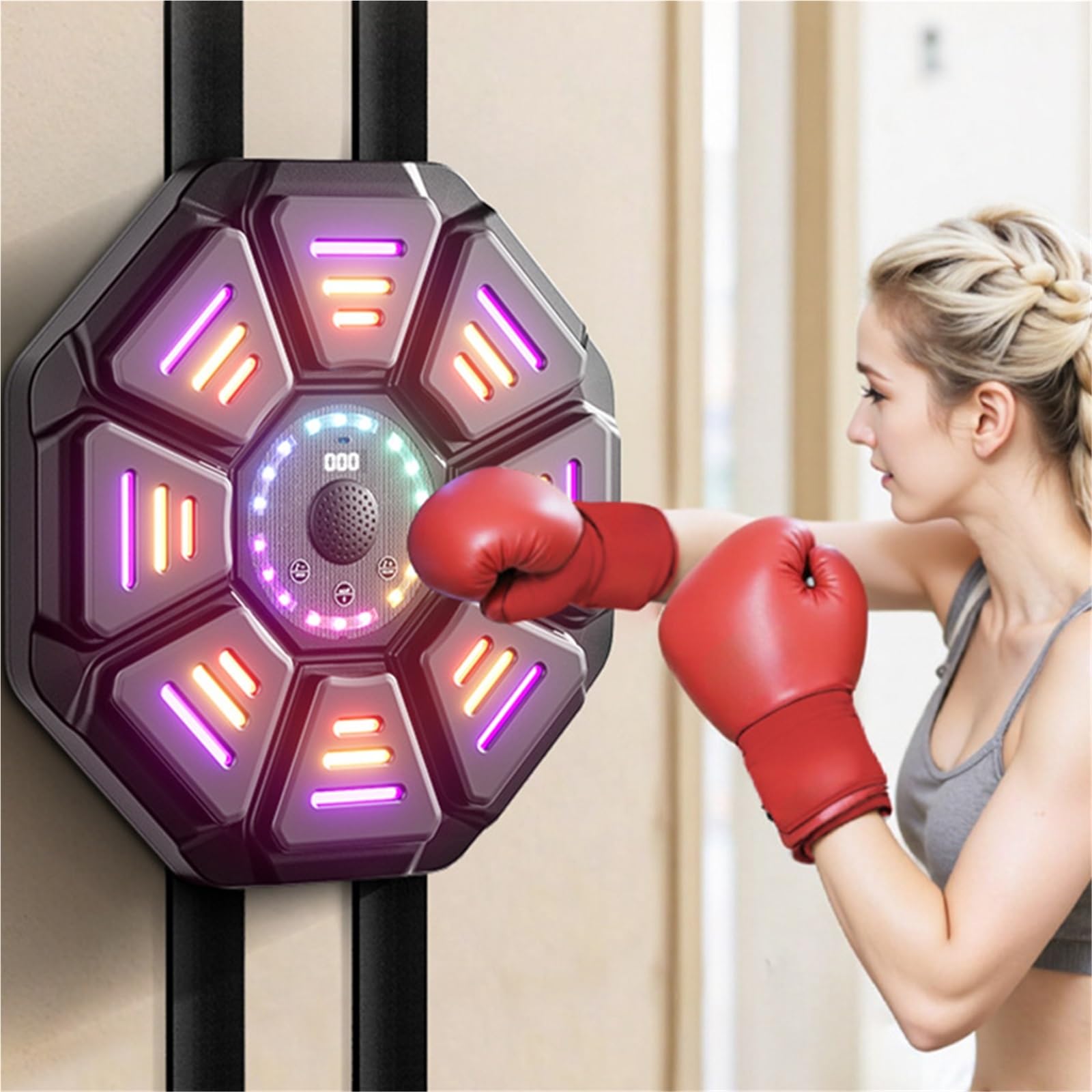 Entrenador de Boxeo Musical, Máquina De Boxeo con Música, Objetivo Pared para El Hogar, Dispositivo Entrenamiento Electrónico para Interiores Reacción para Niños Y Adultos
