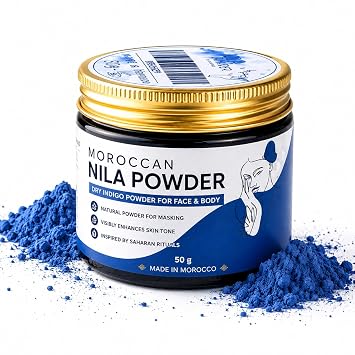 Moroccan Nila Powder 100% Natural Blue Powder for Face & Body Traditional Moroccan Hammam Skincare Plant-Based Authentic Saharan Blue Mask