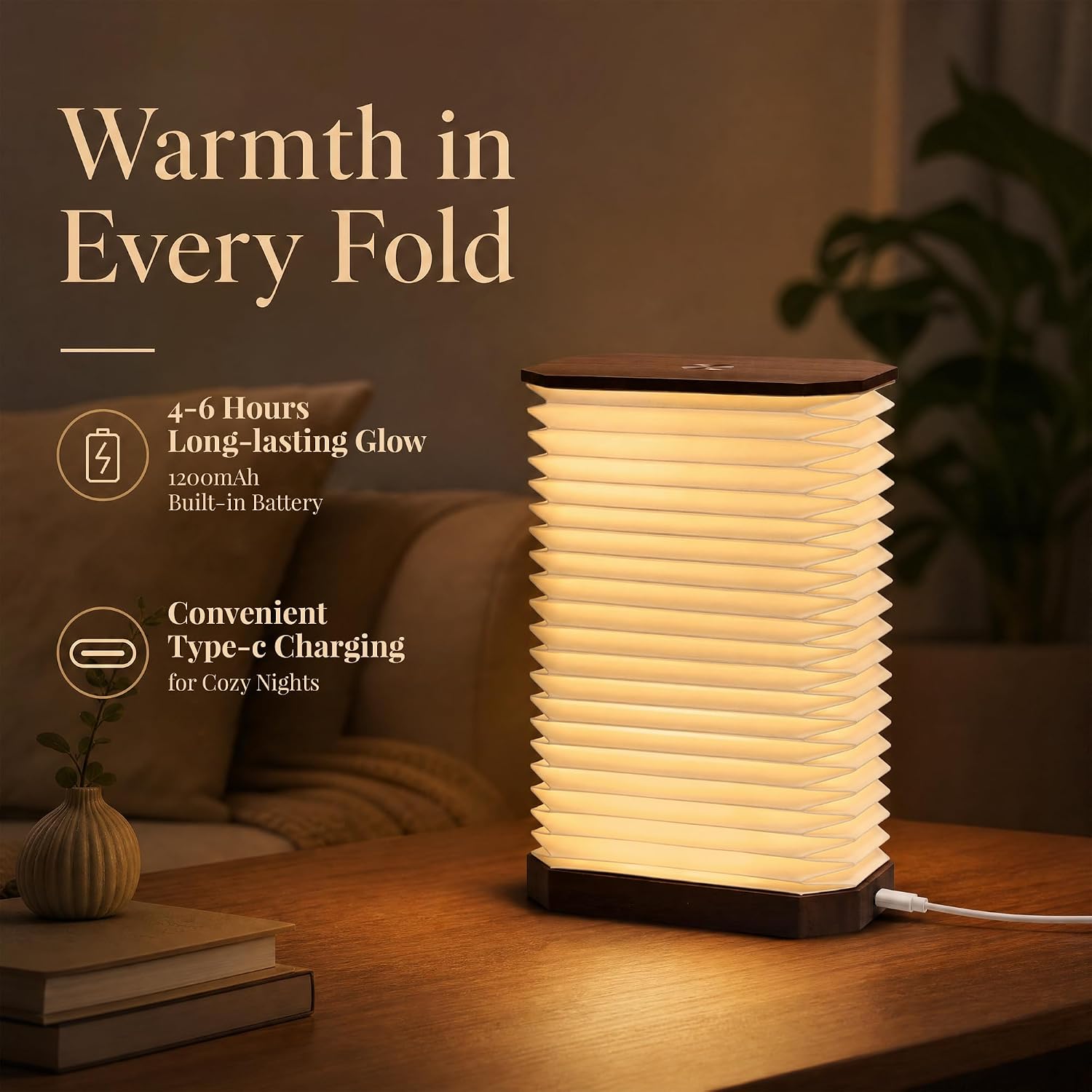 Folding Accordion Lamp, Portable Paper Lamp, Japanese Lantern Light