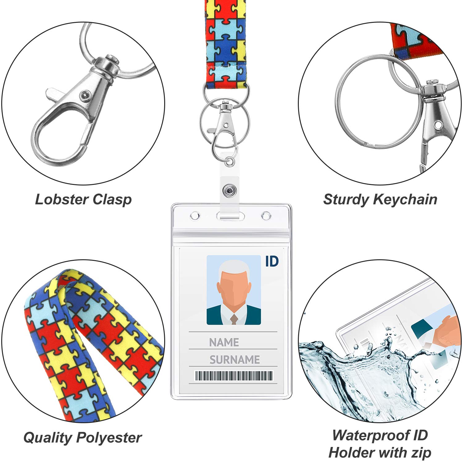 Amazon.com : Outus 2 Pcs Autism Puzzle Lanyards with Retractable