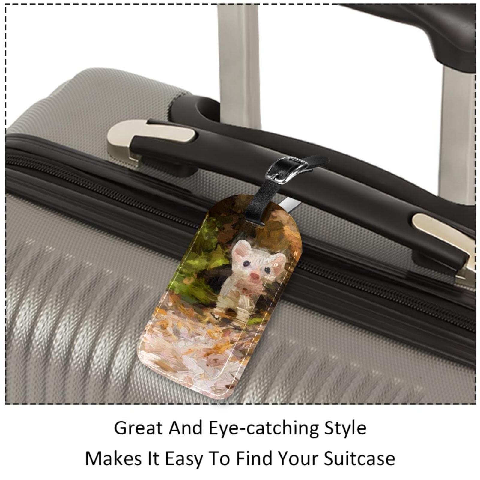 Coloranimal - Set 2 Etichette Bagagli In Pelle PU Con Cinghia - Design Animali Divertenti - Per Valigia E Trolley - Regolabili - 2