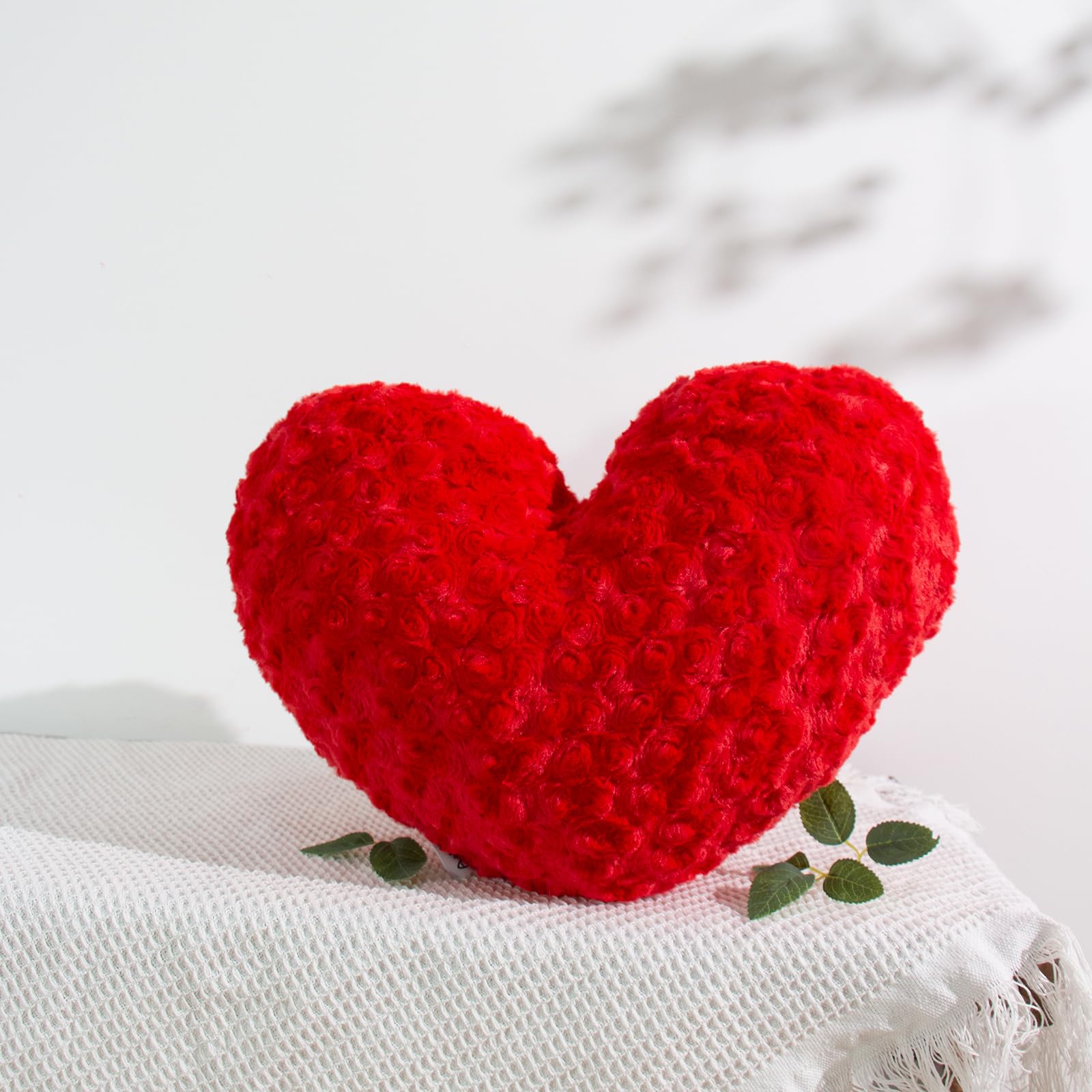 Ailive Red Heart Pillow Accent Pillow Decorative Throw Pillows for Chair Bed Couch and Living Room; Fabric with Delicate Rose Pattern, Available in 9 Colors, Perfect for Home Decor & Gift โ image 1