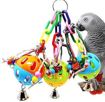 Bonka Bird Toys 1810 Noisy Three Ball Bird Toy Parrot cage Toys Cages Cockatiel African Grey Conure
