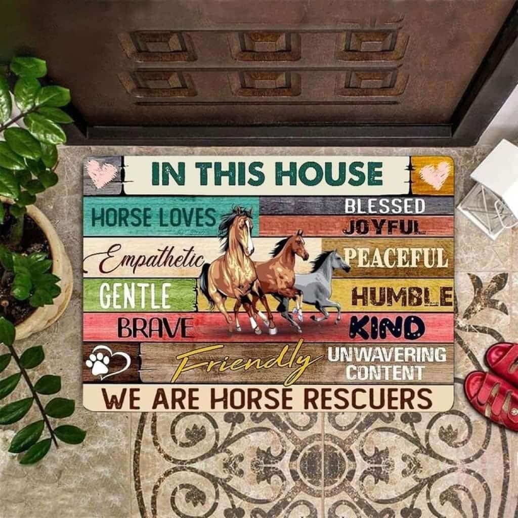 Paillasson humour chevaux cadeau crémaillère original tapis extérieur maison
