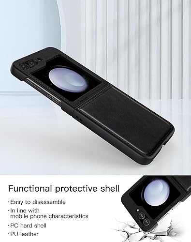Miniatura 3 de Foluu Funda de piel sintética para Samsung Galaxy Z Flip 5 5G, funda de piel sintética + carcasa rígida de policarbonato ultrafina y duradera