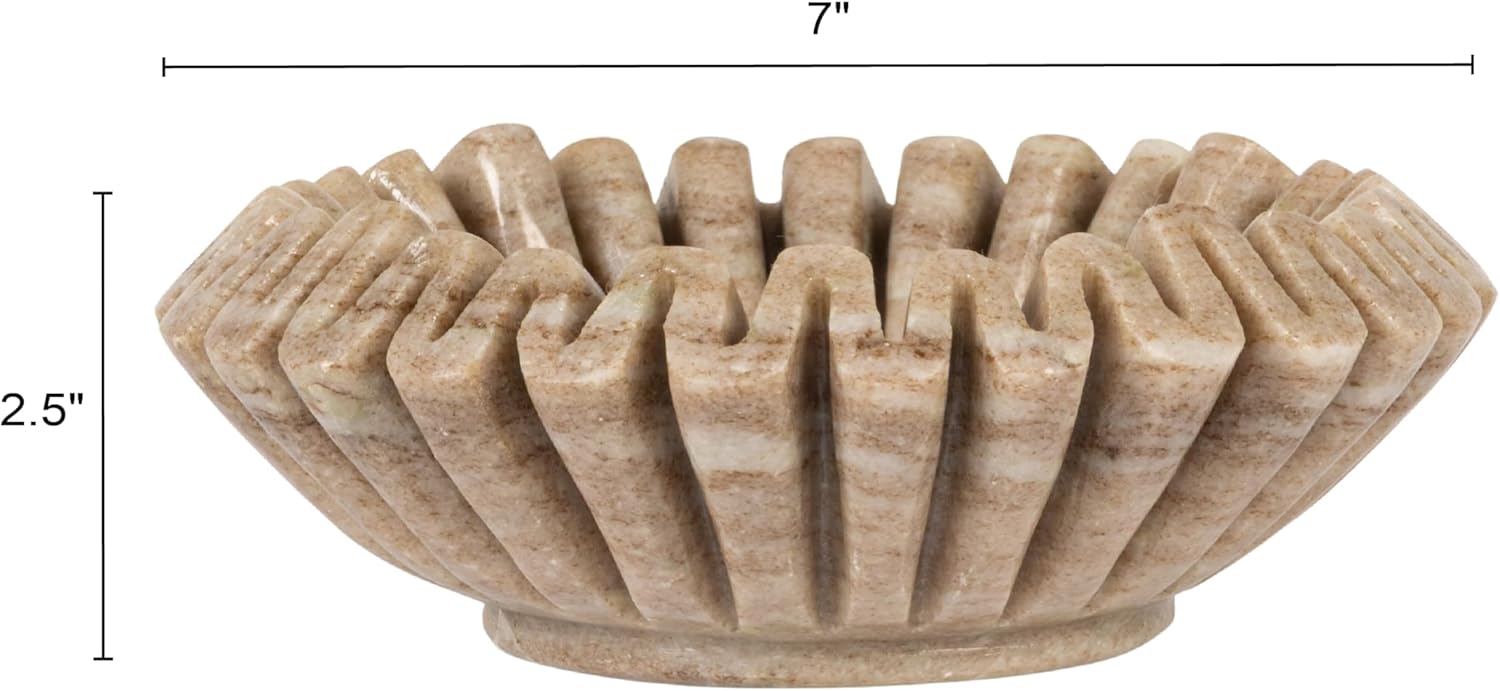 Creative Co-Op Round Marble Pleated Dish, Green
