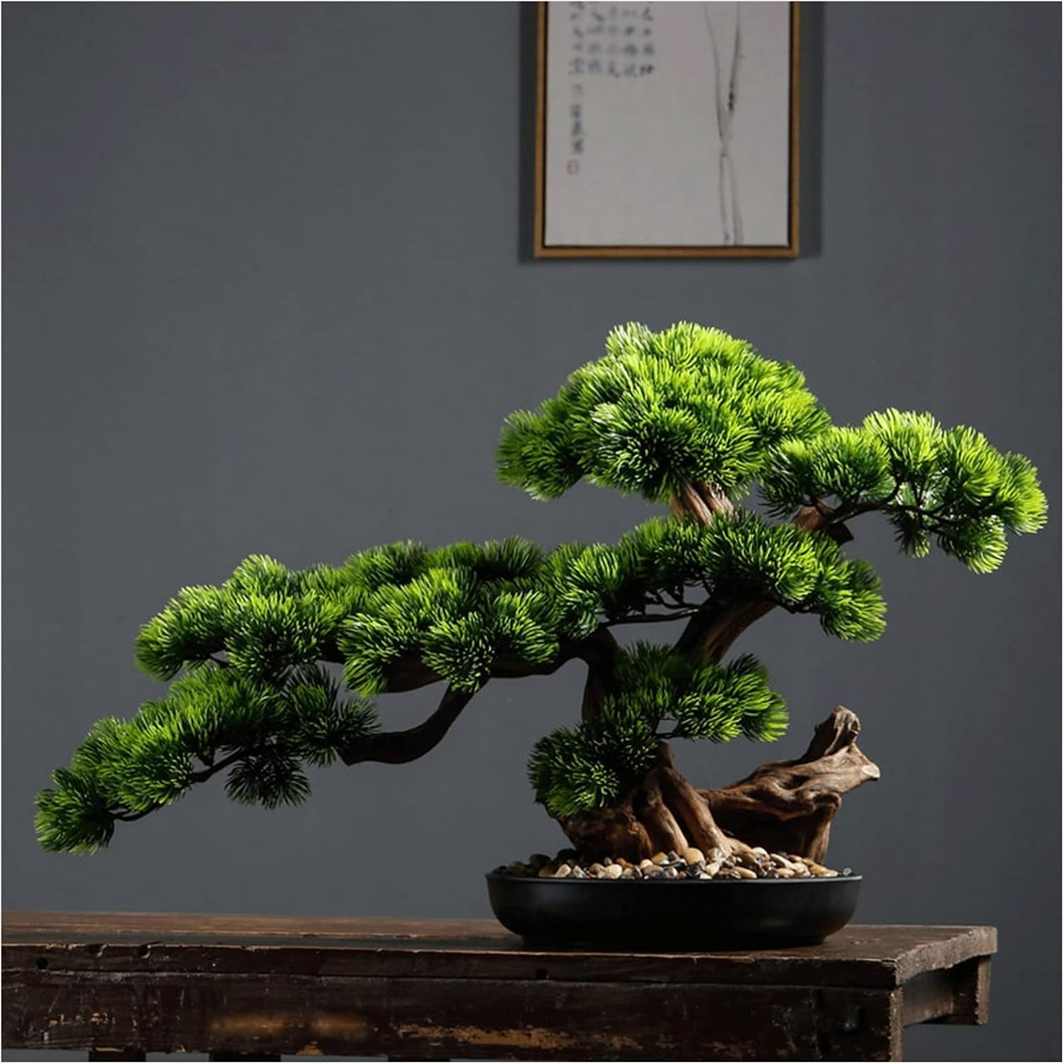 Bonsai artificiale, 43 cm, bonsai artificiale, realistico, decorazione in vaso per esposizione da scrivania