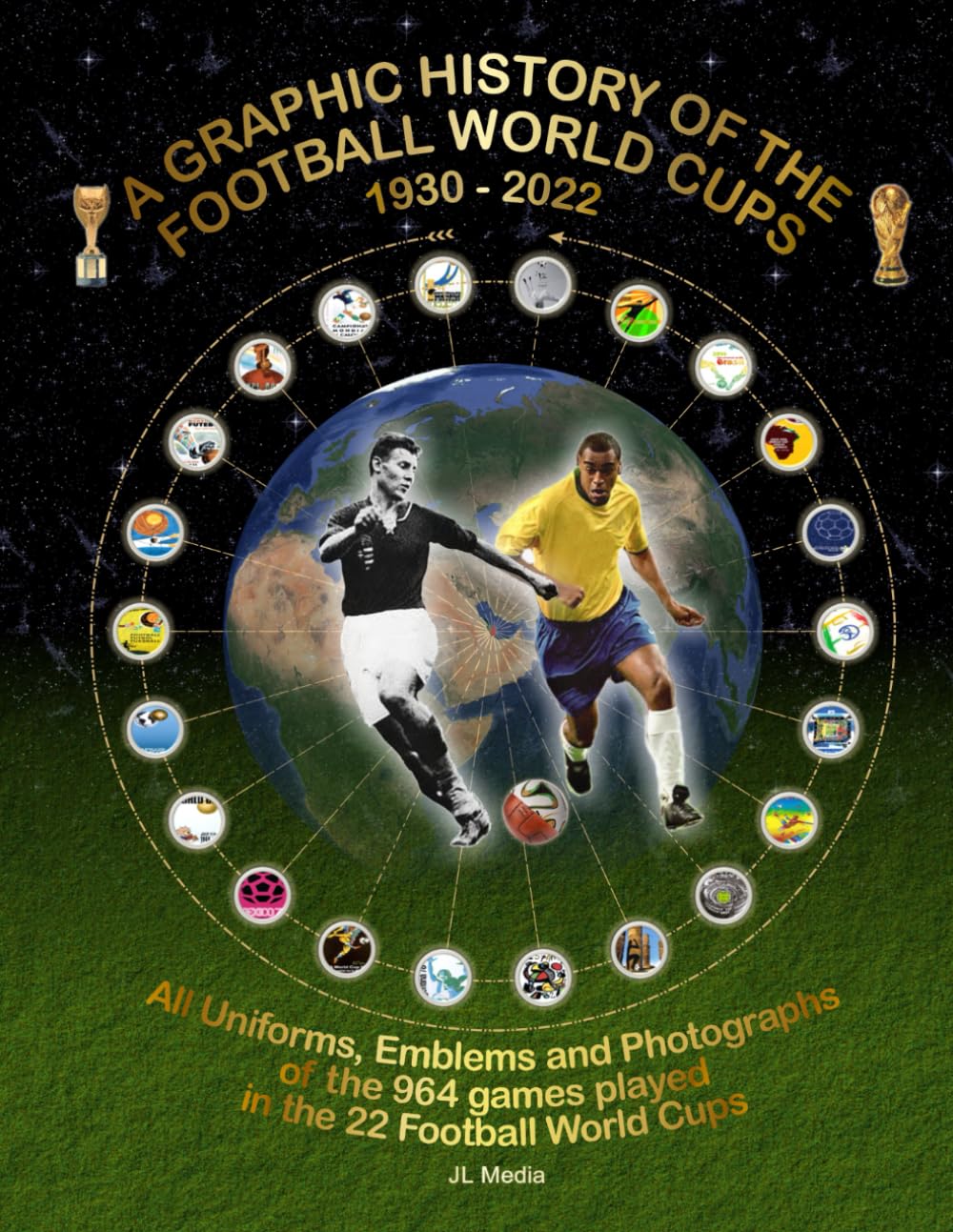 A Graphic History of the Football World Cups 1930-2022: All Uniforms, Emblems and Photographs      Paperback – September 29, 2023