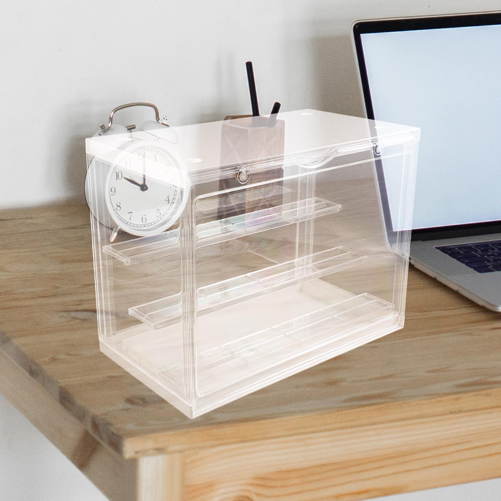 Caja de Exhibición de Acrílico para Figuras de Acción y Coleccionables 3 Capas Apilables, Protección contra Polvo y Diseño Moderno para Decoración del Hogar