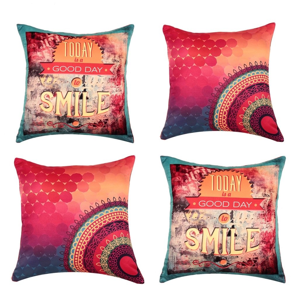 Buy SEJ by Nisha Gupta Cushion Covers 16 Inch x 16 Inch Set of 4 Printed Cushions for Sofa